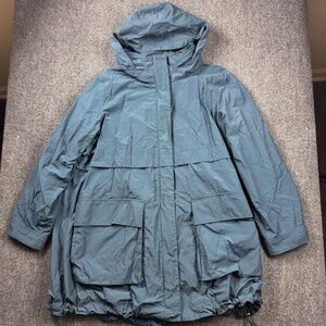 EILEEN FISHER Organic Cotton Blend Coat Women’s Large Waterproof Rain Jacket